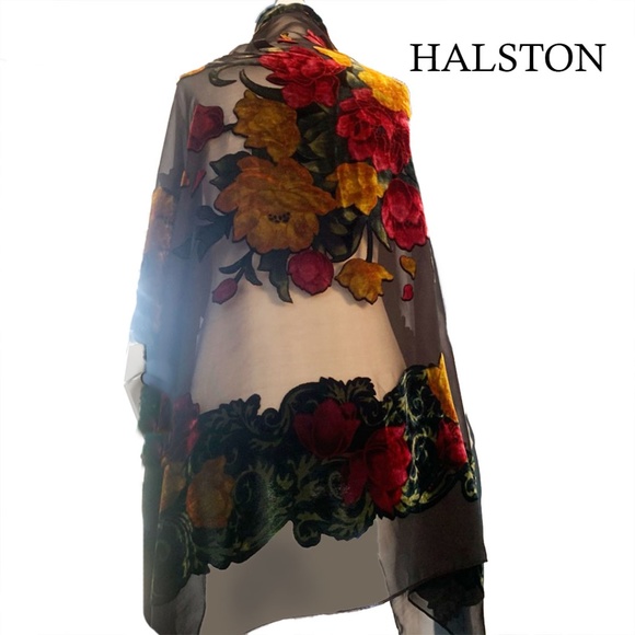 Halston Heritage Accessories - HALSTON vintage floral shawl / wrap / scarf